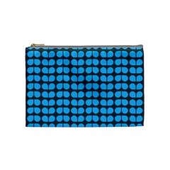 Blue Gray Leaf Pattern Cosmetic Bag (medium) by GardenOfOphir