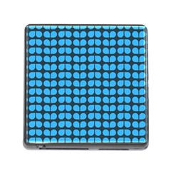 Blue Gray Leaf Pattern Memory Card Reader With Storage (square)