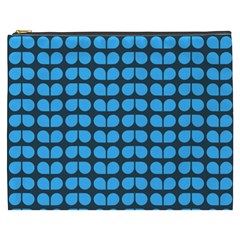 Blue Gray Leaf Pattern Cosmetic Bag (xxxl)