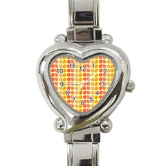 Colorful Leaf Pattern Heart Italian Charm Watch 