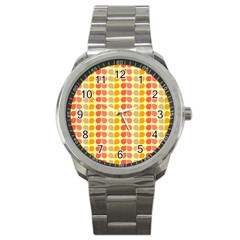 Colorful Leaf Pattern Sport Metal Watch by GardenOfOphir