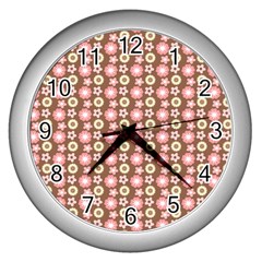 Cute Floral Pattern Wall Clock (silver) by GardenOfOphir