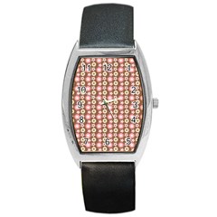 Cute Floral Pattern Tonneau Leather Watch