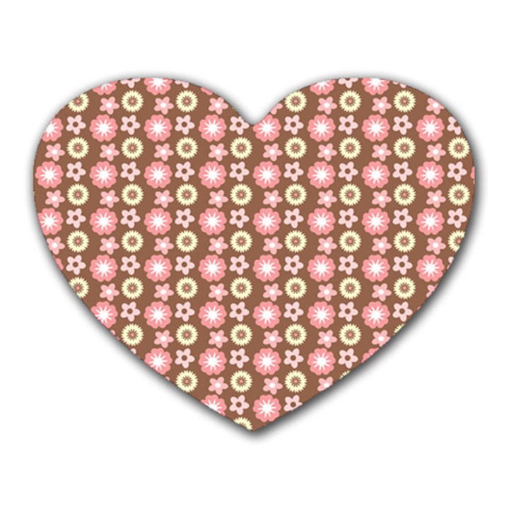 Cute Floral Pattern Mouse Pad (Heart)