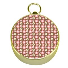 Cute Floral Pattern Gold Compass