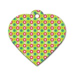 Cute Floral Pattern Dog Tag Heart (One Sided)  Front