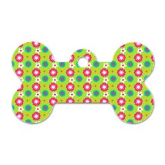 Cute Floral Pattern Dog Tag Bone (Two Sided)