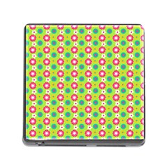 Cute Floral Pattern Memory Card Reader with Storage (Square)