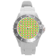 Cute Floral Pattern Plastic Sport Watch (large) by GardenOfOphir