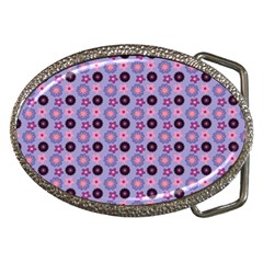 Cute Floral Pattern Belt Buckle (oval) by GardenOfOphir