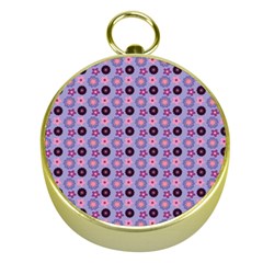 Cute Floral Pattern Gold Compass by GardenOfOphir