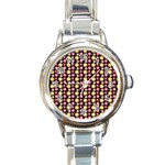 Cute Floral Pattern Round Italian Charm Watch Front