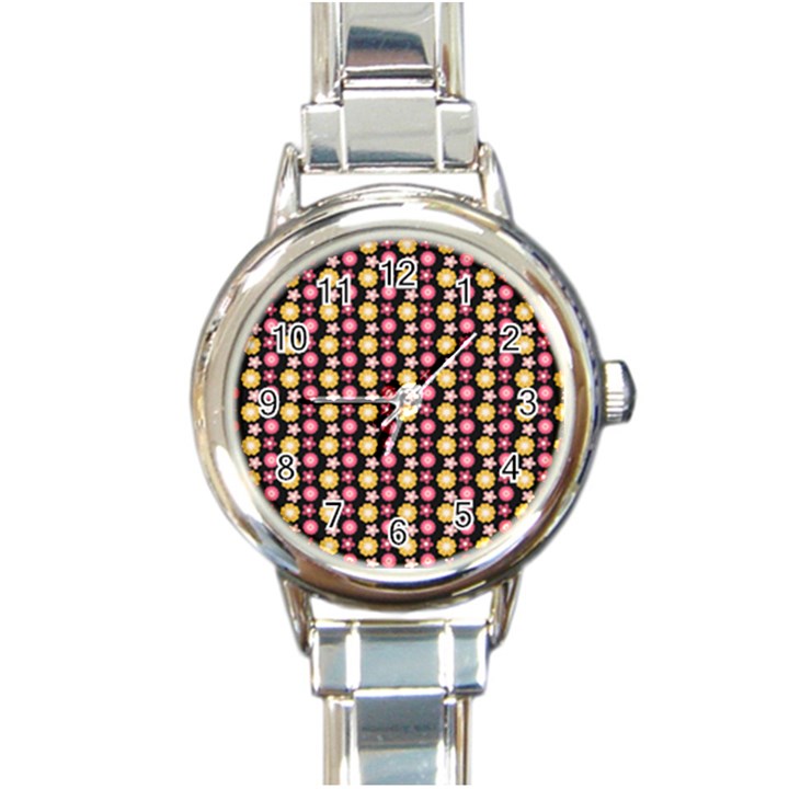 Cute Floral Pattern Round Italian Charm Watch