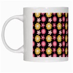 Cute Floral Pattern White Coffee Mug Left