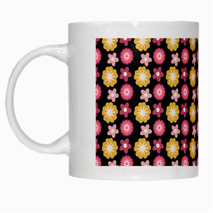 Cute Floral Pattern White Coffee Mug