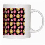 Cute Floral Pattern White Coffee Mug Right