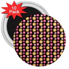 Cute Floral Pattern 3  Button Magnet (10 Pack)