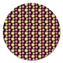 Cute Floral Pattern Magnet 5  (round)