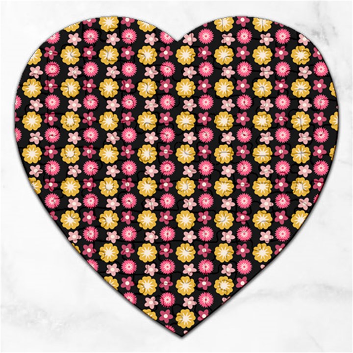 Cute Floral Pattern Jigsaw Puzzle (Heart)