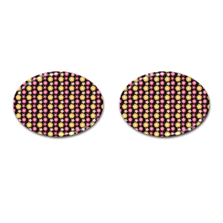 Cute Floral Pattern Cufflinks (Oval)