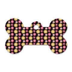 Cute Floral Pattern Dog Tag Bone (one Sided)