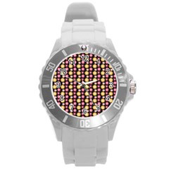 Cute Floral Pattern Plastic Sport Watch (large)