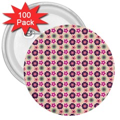 Cute Floral Pattern 3  Button (100 Pack)