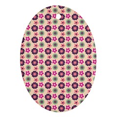 Cute Floral Pattern Oval Ornament (two Sides) by GardenOfOphir