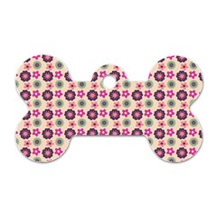 Cute Floral Pattern Dog Tag Bone (one Sided)