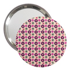 Cute Floral Pattern 3  Handbag Mirror by GardenOfOphir