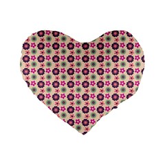 Cute Floral Pattern 16  Premium Flano Heart Shape Cushion 