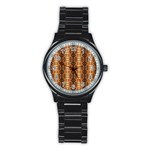 Faux Animal Print Pattern Sport Metal Watch (Black) Front