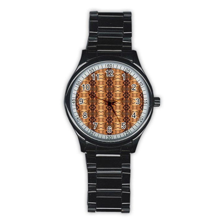 Faux Animal Print Pattern Sport Metal Watch (Black)