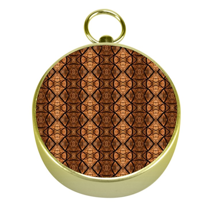 Faux Animal Print Pattern Gold Compass