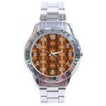 Faux Animal Print Pattern Stainless Steel Watch Front