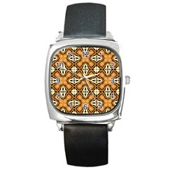 Faux Animal Print Pattern Square Leather Watch by GardenOfOphir