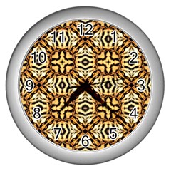 Faux Animal Print Pattern Wall Clock (silver)