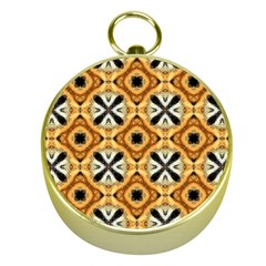 Faux Animal Print Pattern Gold Compass