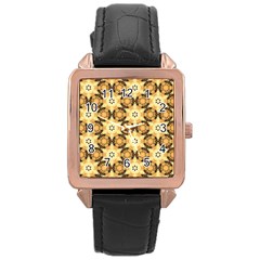 Faux Animal Print Pattern Rose Gold Leather Watch 