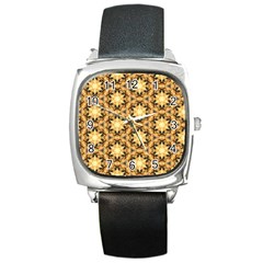 Faux Animal Print Pattern Square Leather Watch