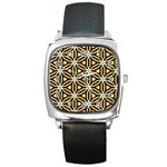 Faux Animal Print Pattern Square Leather Watch Front