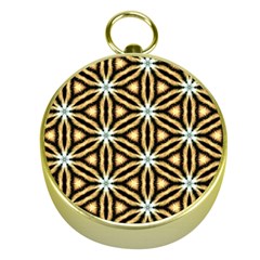 Faux Animal Print Pattern Gold Compass