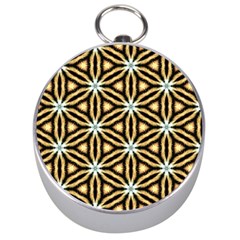 Faux Animal Print Pattern Silver Compass