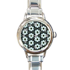 Faux Animal Print Pattern Round Italian Charm Watch