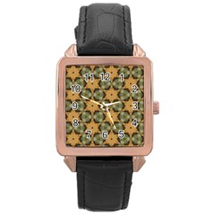 Faux Animal Print Pattern Rose Gold Leather Watch 