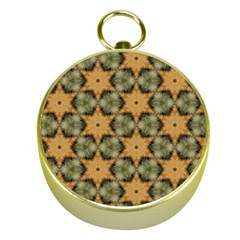 Faux Animal Print Pattern Gold Compass