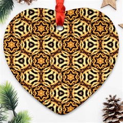 Faux Animal Print Pattern Heart Ornament by GardenOfOphir