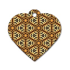 Faux Animal Print Pattern Dog Tag Heart (two Sided)