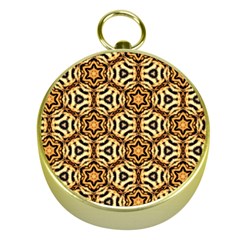 Faux Animal Print Pattern Gold Compass by GardenOfOphir