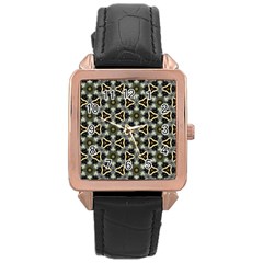 Faux Animal Print Pattern Rose Gold Leather Watch 